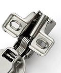Close-up of 20 Pack 10 Pairs Half Inch Overlay Brushed Nickel Short Arm Kitchen Cabinet Hinges with Soft Close 105 Degree Concealed Hinges Includes Screwdriver and Mounting Screws for Face Frame Doors Ravinte.