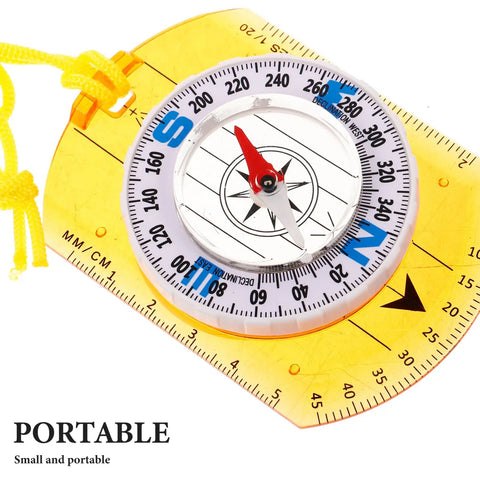 Orienteering Compass With Luminous Pointer For High Precision Hiking, featuring a compact, lightweight acrylic design with ruler.