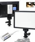 Front and back view of Ultra Thin 15W LED Video Light Panel With Pro-Grade Adjustable 3300K-5600K Color Temperature