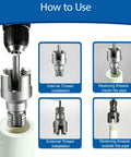 7 Piece PVC Pipe Threading Tool Set For One Half Inch And Three Quarter Inch Pipes demonstrating threading methods