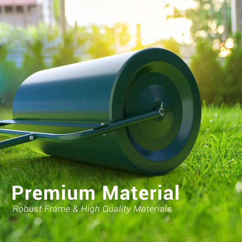 Heavy Duty Push Or Tow Behind Garden Roller Water Or Sand Filled Drum Roller For Lawn Yard Park And Ball Field 13x24 Inch Steel Frame Turf Stabilizer No Power Quiet Green Finish