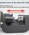 VgtHK 1800W Electric Hydraulic Rebar Cutter showing automatic return mechanism for efficient steel bar cutting.