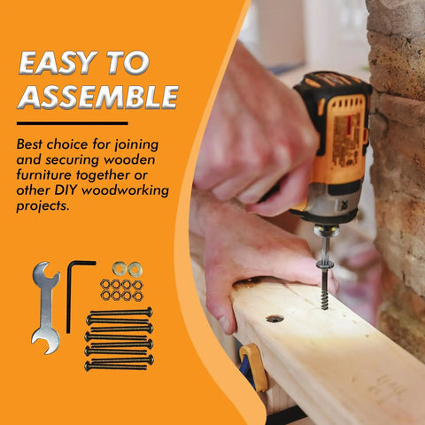 Solid As A Rock Replacement Bed Frame Hardware Kit With Heavy Duty Screws And Bolts For Metal Frames No Fuss Assembly Of Headboard And Footboard 42 Piece Set used in DIY woodworking with hands using a drill.