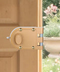 Heavy Duty Double Cylinder Door Lock With Jimmy-Resistant Design That Deters Forced Entry, gold finish, installed on wooden door