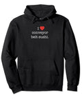 Black hoodie with 'I love conveyor belt sushi' text, part of the Conveyor Belt Sushi Lover Hoodie With Vintage Inspired Minimalist Design For Sushi Fans And Humor Junkies, Cozy 8.5 Oz Classic Fit Pullover, Soft Fleece Lined For Everyday Wear And Great Gift For Sushi Lovers And Geeky Foodies.