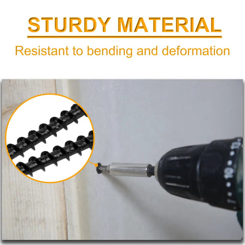 Heavy Duty Heavy Lifter Size 6 X 2 Inch Drywall Screws For Wood Framing showing installation with drill on drywall.