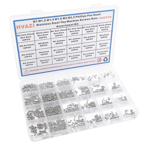 Metric Tiny Machine Screws And Nuts Set M1 M1.2 M1.4 M1.6 M2 M2.5 304 Stainless Steel Phillips Pan Head Assortment Kit