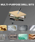 GMTOOLS 10-piece masonry drill bit set, 1/8-1/2 inch carbide-tipped bits with storage box (front view).