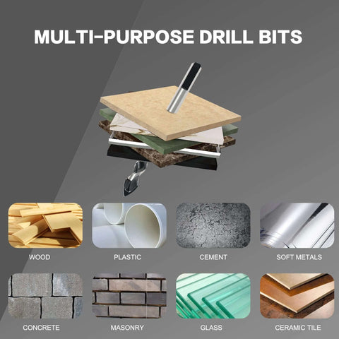 GMTOOLS 10-piece masonry drill bit set, 1/8-1/2 inch carbide-tipped bits with storage box (front view).