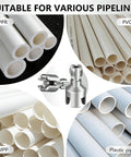 Dual Function PVC Pipe Threader Kit For Internal And External Threading On One Half Inch, Three Quarter Inch And One Inch PVC Pipes, Drill Compatible head with various pipe types