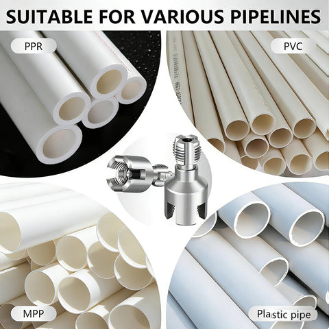 Dual Function PVC Pipe Threader Kit For Internal And External Threading On One Half Inch, Three Quarter Inch And One Inch PVC Pipes, Drill Compatible head with various pipe types