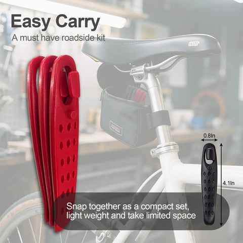 Ultra Strong Bicycle Tire Levers Set, Grab And Go 6 Piece Snap Together Bike Tire Tools In Red And Black on bicycle