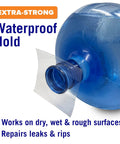 Clear Waterproof Tape For Leaks Heavy Duty Marine Grade Seal Tape 15 Ft By 4 In shown repairing a blue inflatable surface
