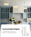 White Semi Flush Mount Ceiling Light Fixture With 12 Inch Drum Chandelier in a kitchen setting with extension rods visible