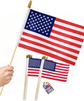 Pack Of 12 Small 8x12 Inch American Flags On Sticks With Kid Safe Spear Tops For Memorial Day Fourth Of July And 250th Anniversary Celebrations