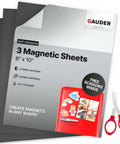 Adhesive Backed Magnetic Sheets 8x10 Inches Black 3 Pack for Fridges, Whiteboards, and Metal Surfaces with Scissors Included