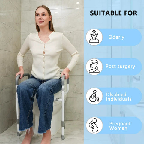 Heavy Duty Raised Toilet Seat Riser With Secure Armrests And Soft Grip Handles And Solid Frame Setup Giving You Real Backing For Everyday Bathroom Routine Without Breaking A Sweat Or Wrecking Your Knees