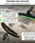 Versatile Vacuum Attachments And Brush Kit for most vacuums with updated 11.81 inch horse hair dust brush head on hardwood floor.