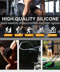 Man lifting weights with text highlighting high-quality silicone features for Two Rolls Self Fusing Silicone Tape 1 Inch By 10 Feet Black Weatherproof Pipe Repair Tape Heavy Duty Leak Proof Rubber Tape For Emergency Pipe Fix And Cable Bandage.