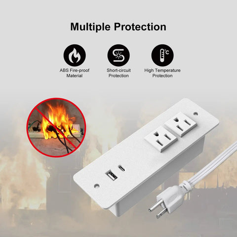 Flush Mount Power Strip With 20W PD USB C Fast Charging, Sleek Built In Desk Outlet For Cabinet Nightstand Counter, Tangle Free Super Slick Workspace Upgrade Keeps Your Desk Setup Clean And Chill