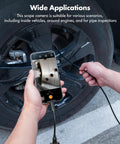 1920P Endoscope With Light Snakes Through Tight Spots Like A Pro, inspecting car brake with 8 adjustable LEDs and semi-rigid cable