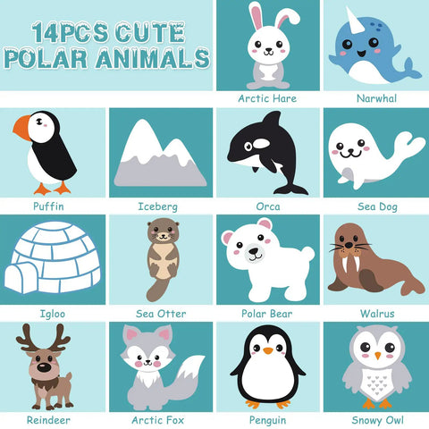 Polar Animals Sewing Kit For Kids Make Your Own Winter Felt Plush Toys With 14 Creative Projects animal illustrations