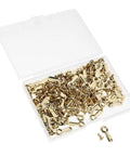 Heavy Duty Iron Picture Frame Backing Clips Featuring Quick Turn Button Fasteners And All Included Mounting Screws For Hanging Wall Photos Artwork Crafts Straight Up No Sweat in a clear storage box.