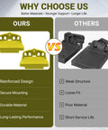 Comparison image highlighting Ridiculously Smooth Table Saw Rip Fence Feed Supports For Xtender Fences with reinforced design.