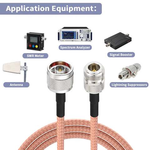 N Type Female To N Type Male RG400 Coax Cable Jumper Pro Grade 3Ft 50 Ohm Low Loss RF Cable with application equipment icons