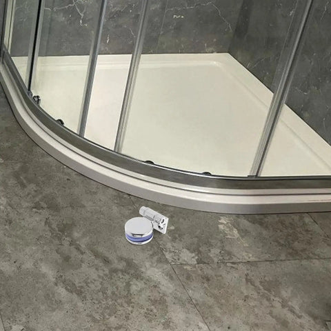 Premium Glass Door Hinge With 180 Degree Fixed Clamp For Frameless Showers And Kitchen Cabinets on tiled floor.
