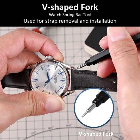 Premium Watch Band Tool Kit For Easy Removal And Installation Of Spring Bar Pins, Stainless Steel Fork Tool With Caps