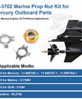 Marine Prop Nut Kit 18-3702 For 35 To 70 HP Outboards With 2 Lock Washers Fits Mercury Engines 11-69578A1 11-69578T1