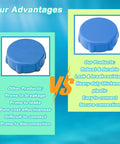 Comparison of Heavy Duty Drain Valve Cap Replacement highlighting its durable blue engineering plastic for P01006 and P6H1158 valves.
