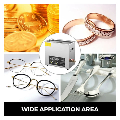 Top Notch Ultrasonic Cleaner Featuring 40 Khz Dual Transducers For Quick Grime Busting And Gentle Polish On Jewelry Watches Tools And Kitchen Gadgets Portable Mini Wash Tank with jewelry, eyeglasses, and utensils.
