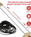 Cassette Tape Drive Belts 4mm Wide 40 To 135mm Lengths 50 Pack Flat Rubber Belts shown stretched and coiled