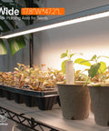 Close-up of Beast 5 Tier Indoor Plant Stand With Grow Lights showing seedlings under full spectrum T5 lights, 47.2in length.