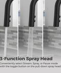 Matte Black 1 Handle Pull Down Kitchen Faucet With MagnePfit Magnetic Dock Three Setting Spray Head High Arc Swivel Spout