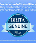 Front view of Brita Genuine Filter badge on a blue background