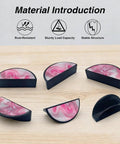 Dope Pink White Glitter Fluid Art Cabinet Pulls with Black Semicircle Drawer Handles displayed on wooden surface