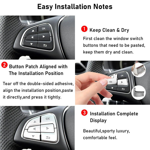 Mercedes Steering Wheel Button Covers Kit 12Pcs Chromed Silver installation instructions and step-by-step demonstration