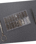 Miniature Screws Kit With 1000 Stainless Steel Screws For Glasses Watch Phone Eyeglass Repair Tool Set Includes Multiple Sizes And Lengths In Clear Box Handy Everyday Home Fixes And Quick Replacement Parts in clear storage box with tweezers and screwdriver.