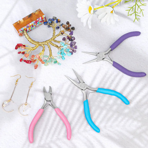 Three Piece Jewelry Pliers Set With Needle Nose Pliers, Round Nose Pliers And Wire Cutters For Jewelry Making, Jewelry Repair