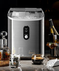 Chewable Nugget Ice Maker Countertop 35 Lbs Per Day Portable Sonic Ice Machine with self cleaning and one click operation.