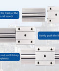 Linear Rail Kit With Two 1000mm SBR20 Rails And Four SBR20UU Carriage Blocks for DIY CNC Routers and Lathes, shown installed.