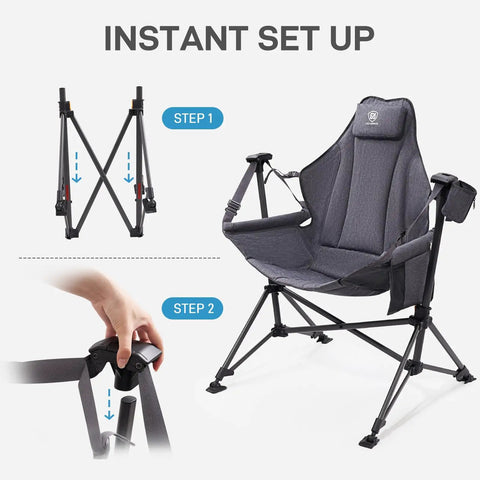 Instructions for setting up the Oversized Padded Hammock Camping Chair With Detachable Cup Holder Heavy Duty Swing Seat