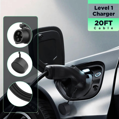 Portable Level 1 EV Charger With 20ft Cable For 110V Outlets On The Go Home Charging Station SAE J1772 NEMA 5 15P