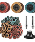 92 Piece 2 Inch Quick Change Sanding Discs Set With 1/4 Inch Roll Lock Pad For Metal Finishing, And Burr Cleanup, mixed grits and shanks