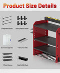 Power Tool Organizer Wall Mount With Charging Station For Garage And Workshop Eight Outlet Charger Holds Drills And Tools With Adjustable Rack And Multiple Hooks A Space Saving Gift For Fathers Day; components displayed including hooks, shelves, and drill slots.