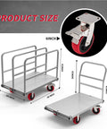 Phexod 2500 Lb Capacity Drywall Cart With Steel Panel Truck Design features dimensions and heavy duty wheels for easy transport.