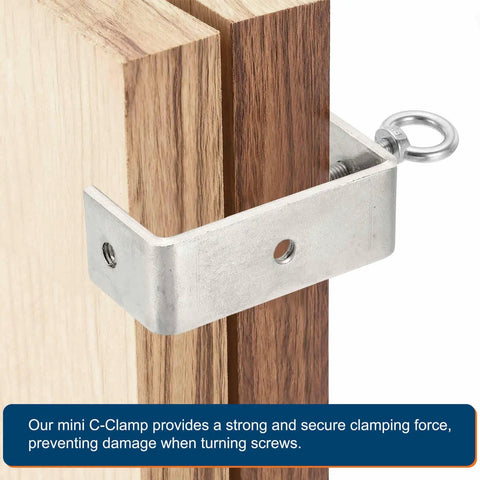 Two Pack 304 Stainless Steel Tiger Clamps, 40mm Square U Clip With Eye Hook Screw, Heavy Duty C Clamp For Woodworking, Welding, Mounting, Adjustable Mini Clamp Set For Secure Holds securing wood boards